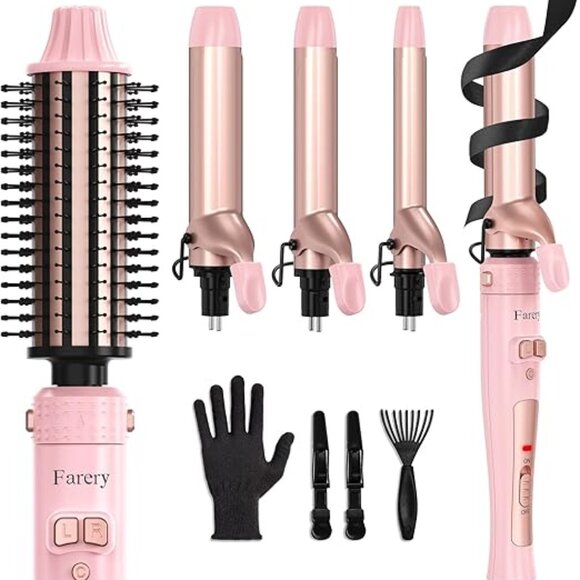 NWT - 4-in-1 Interchangeable Automatic Rotating Curling Iron & Thermal Brush Set - Picture 1 of 9
